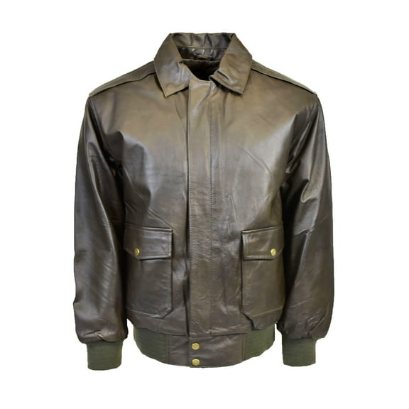 Victory Outfitters Men's Distressed Brown Leather Classic Aviator Jacket