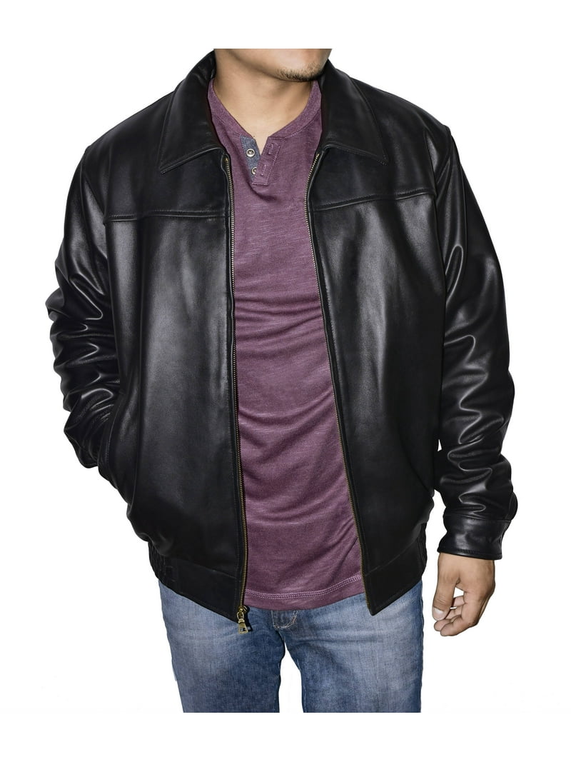 Victory Sportswear Men's Genuine Leather Bomber Jacket, Zip