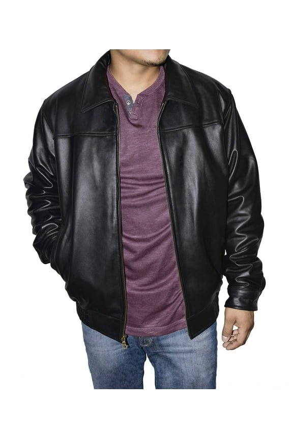 Men's Genuine Leather Classic Bomber Jacket