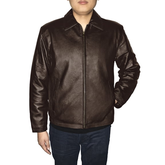 Victory Outfitters Men's Genuine Leather Open Bottom Jacket - Brown - L