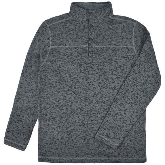 Victory Outfitters Men's Heather 1/4 Snap Knit Sweater w/Sherpa Lined Collar - Charcoal - Large