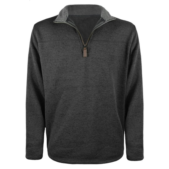 Victory Outfitters Men's Heather 1/4 Zip Knit Sweater w/Sherpa Lined Collar - Charcoal - XL