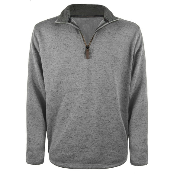 Victory Outfitters Men's Heather 1/4 Zip Knit Sweater w/Sherpa Lined Collar - Grey - XL
