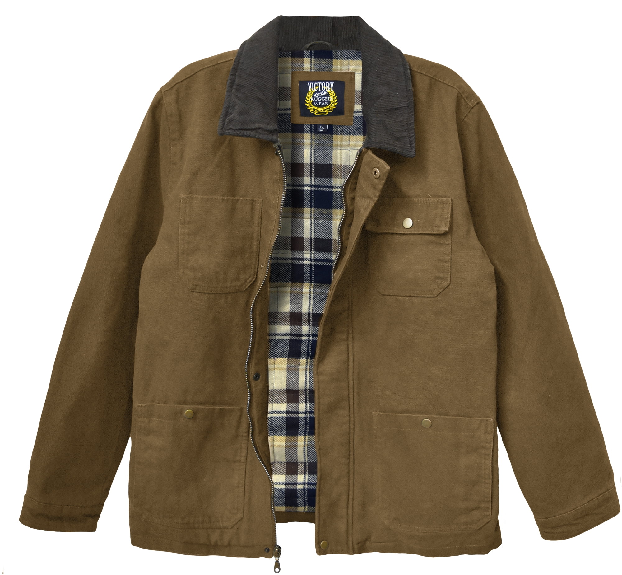Victory Outfitters Men's Rugged Canvas Zip Jacket, Flannel