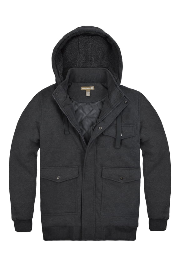 Men's Heavy Duty Fleece Jacket with Quilted Lining - Charcoal - 4XB