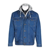 Collections Etc Mens Fleece Lined Insulated Blue Denim Jacket with Hood | Fully-Insulated Jacket, Medium