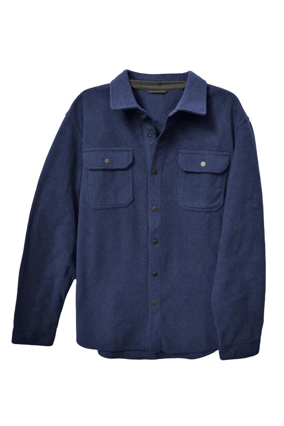 Men's Microfleece Patterned Snap Up Shirt w/Snap Chest Pockets- Blue - XXL