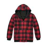 Victory Outfitters Men's Reversible Hooded Buffalo Plaid Fleece Jacket - BLK/RED - M