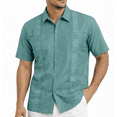 thumbnail image 1 of Victory Outfitters Men's Short Sleeve Button Up Guayabera Shirt - Oil Blue - 3XL, 1 of 2