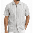 thumbnail image 1 of Victory Outfitters Men's Short Sleeve Button Up Guayabera Shirt - White - S, 1 of 2