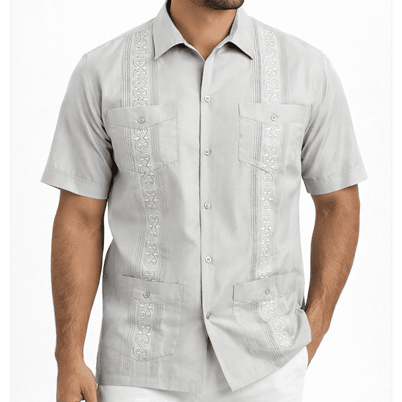 Victory Outfitters Men's Short Sleeve Button Up Guayabera Shirt - White - S