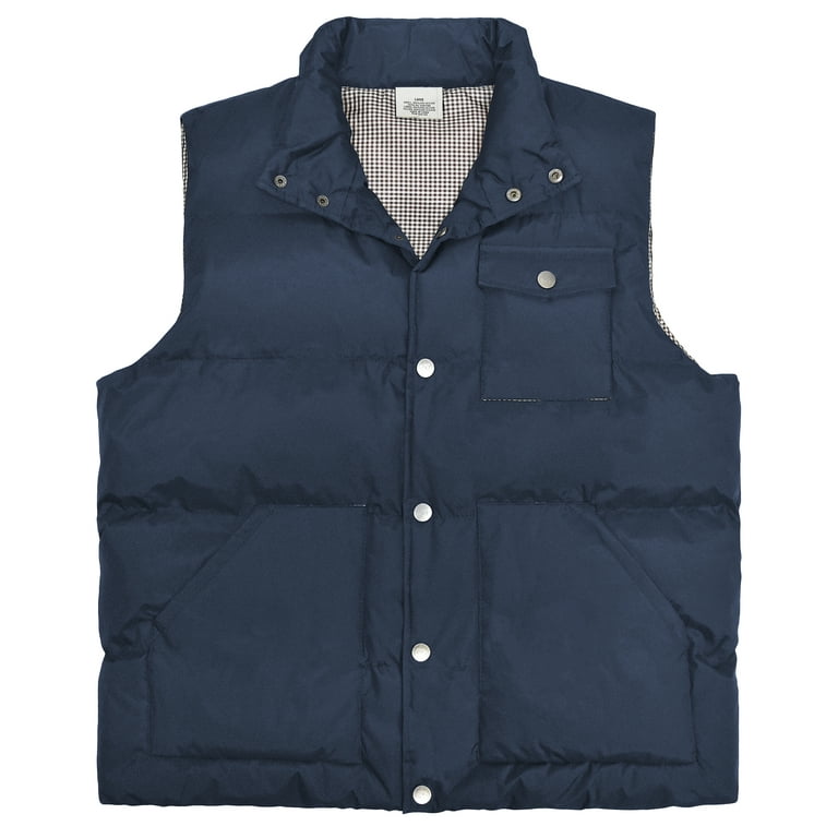 Victory Outfitters Men s Snap Front Puffer Vest w Check Lining Navy S Walmart