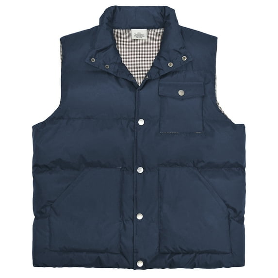 Victory Outfitters Men's Snap Front Puffer Vest w/ Check Lining - Navy - XXLT