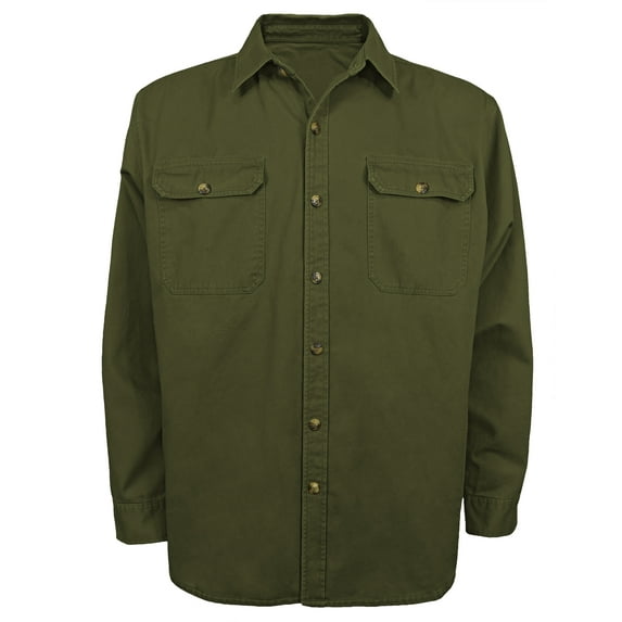 Victory Outfitters Men's Washed Twill Button Up Shirt w/ Chest Pockets - Olive - Large