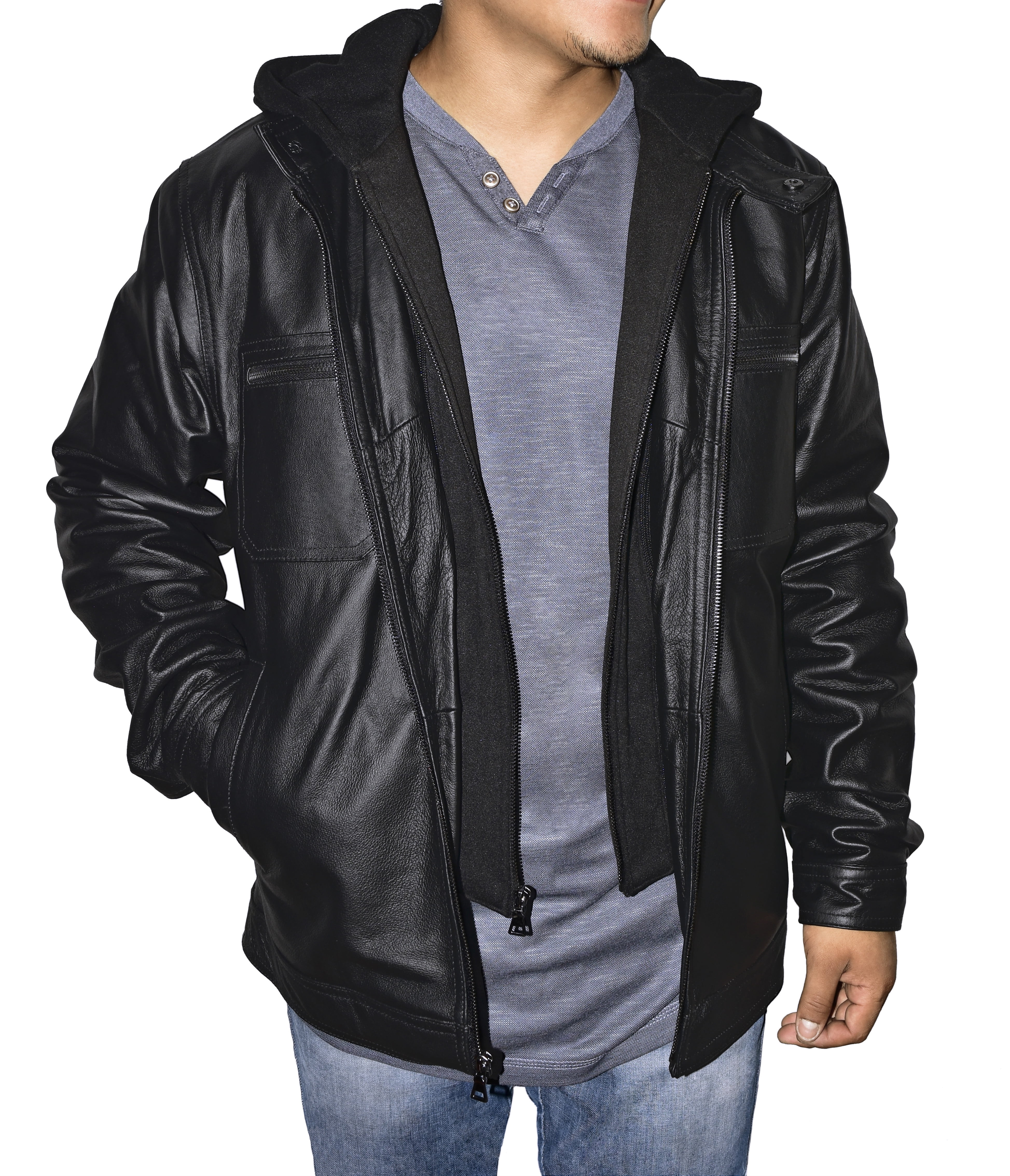 Leather Vest With Hood - Men Special Genuine Leather Hooded Vest