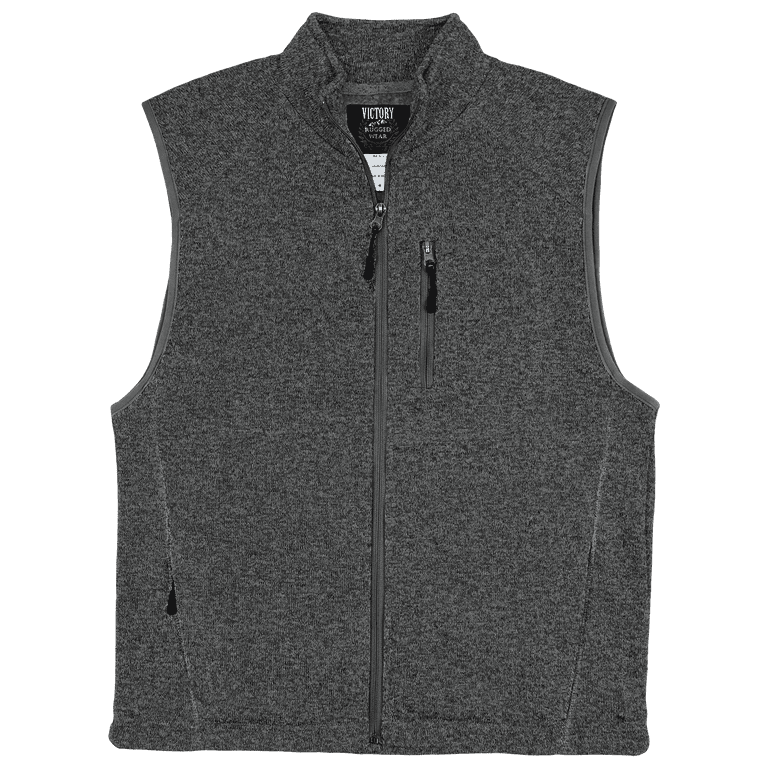 Victory Outfitters Mens Salt & Pepper Zip Fleece Vest - Charcoal