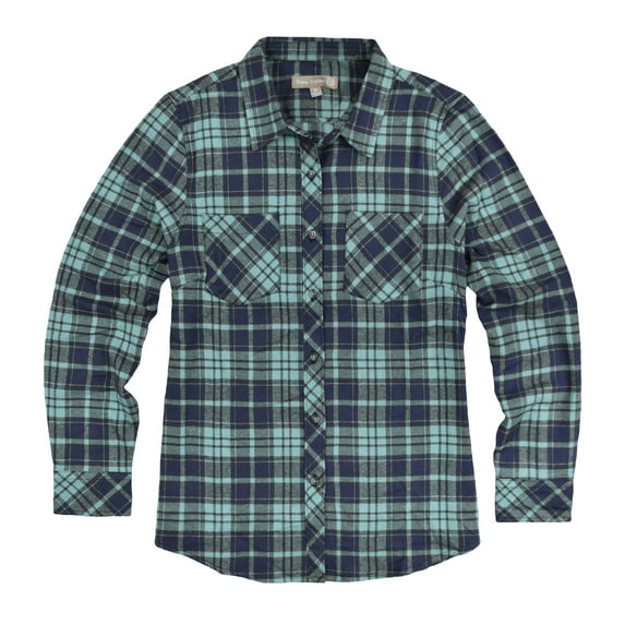 Victory Outfitters Women's Assorted Long Sleeve Brushed Flannel Shirt - Moss -S