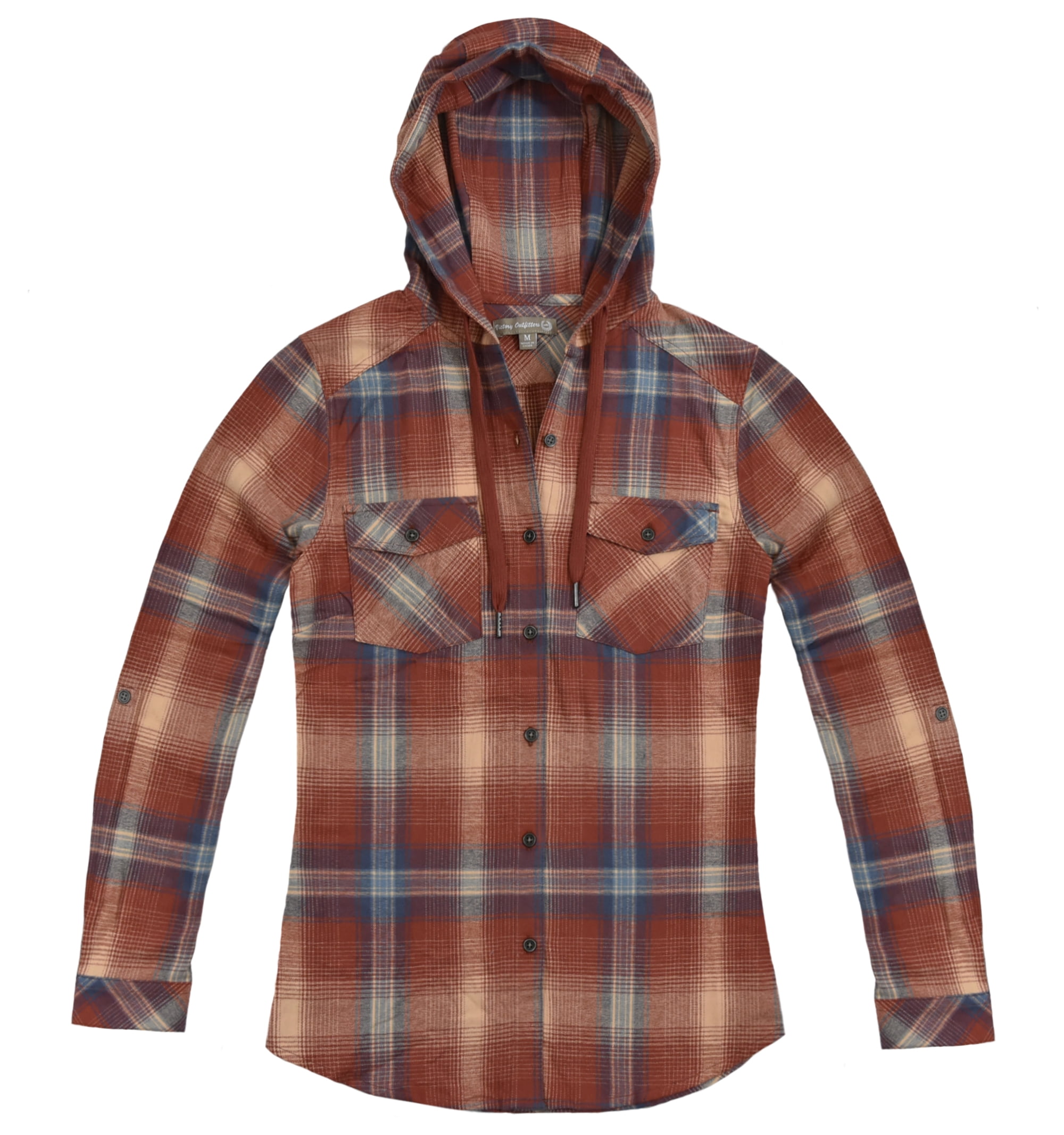 Victory Outfitters Women s Assorted Long Sleeve Brushed Hooded Flannel Shirt Coral S Walmart