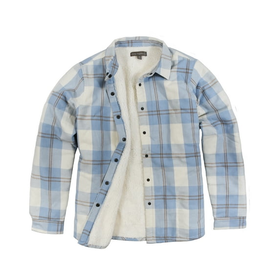 Victory Outfitters Women's Snap Front Sherpa Lined Soft Flannel Shirt Jacket - Blue - XXL