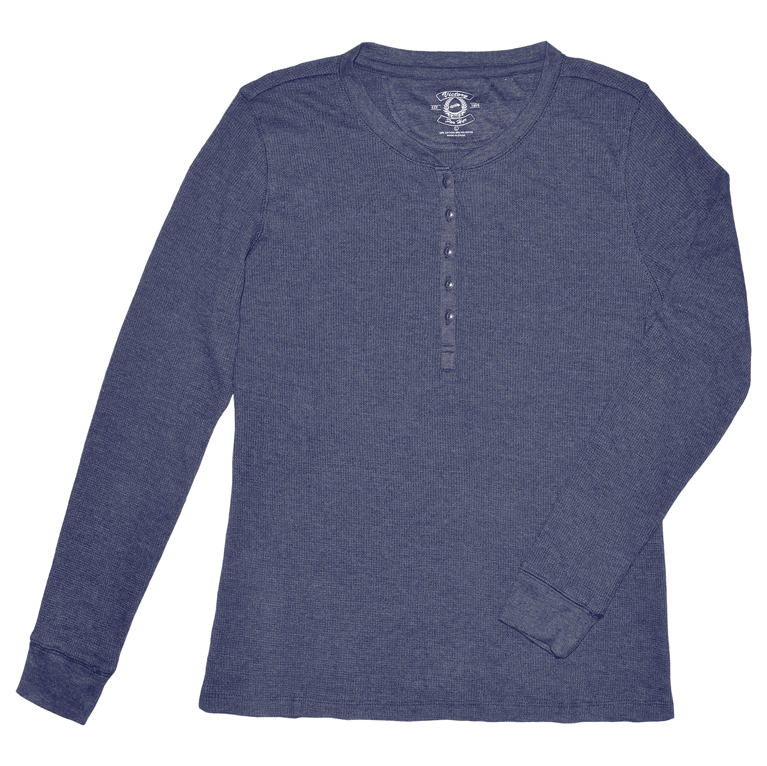 Victory Outfitters Women's Waffle Thermal Henley Blue L