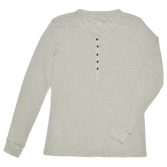 Victory Outfitters Women's Waffle Thermal Henley - Natural - 1X