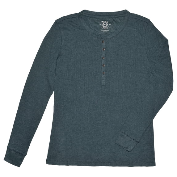 Victory Outfitters Women's Waffle Thermal Henley - Teal - L