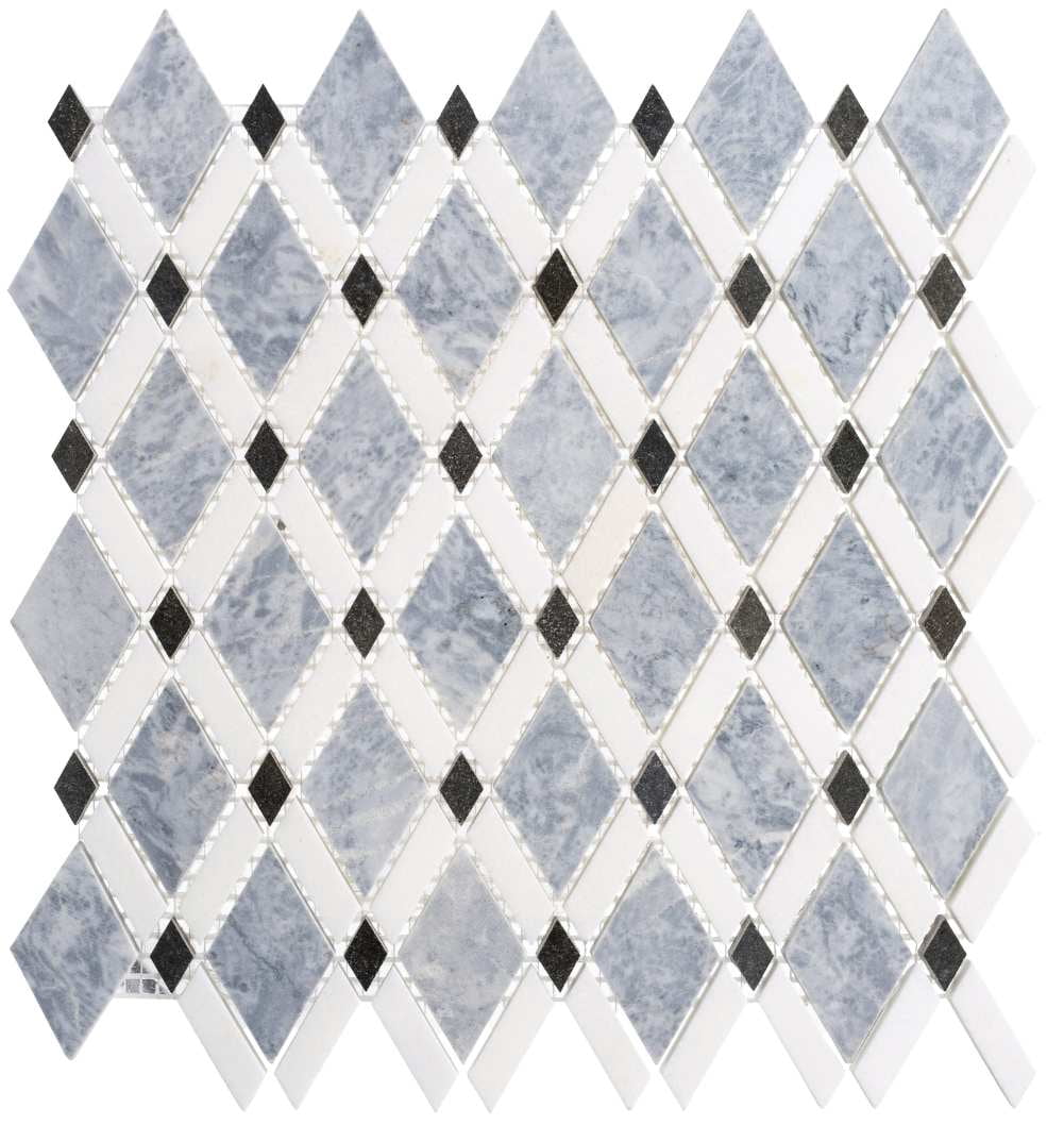 Victory Priez Gray 2-in. x 3-in. Novelty Marble Diamond Natural Stone Mosaic Wall & Floor Tile