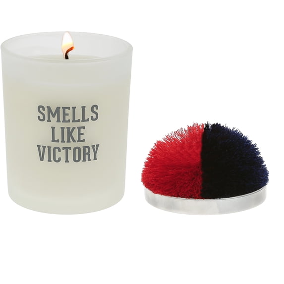 Victory - Red & Navy - 5.5 oz - 100% Soy Wax Candle with Pom Pom Lid Scent: Tranquility