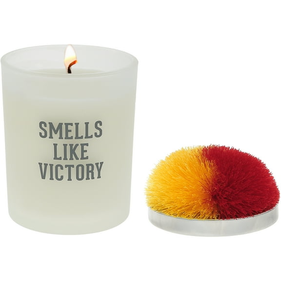 Victory - Red & Yellow - 5.5 oz - 100% Soy Wax Candle with Pom Pom Lid Scent: Tranquility