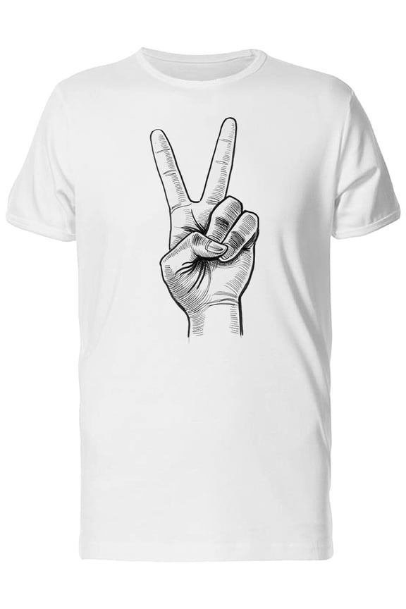 Victory Sign, Peace Hand Symbol T-Shirt Men -Image by Shutterstock, Male x-Large