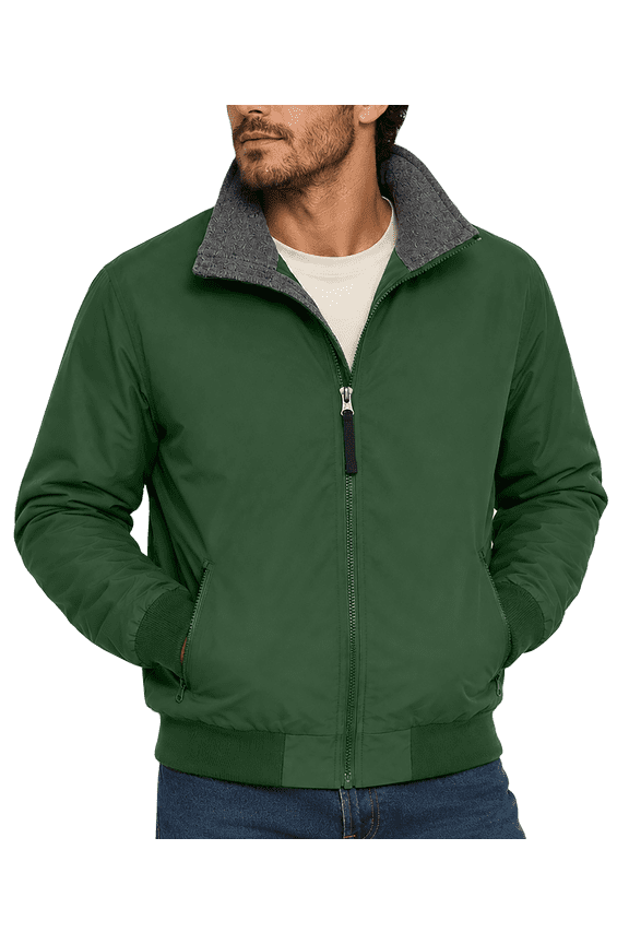 Men's Bomber Jacket with Microfleece Lining - Forest - M