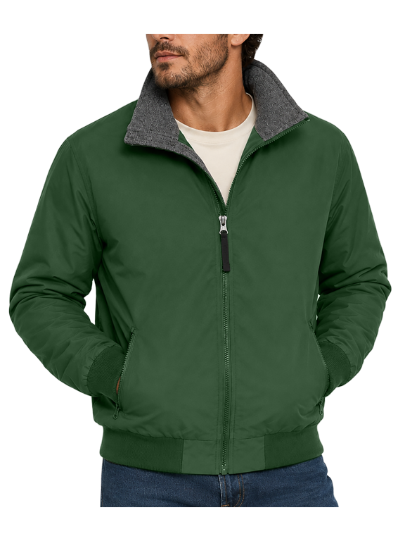 Men's Bomber Jacket with Microfleece Lining - Forest - S
