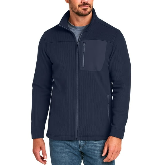 Victory Men's Grid Texture Full Zip Front Outdoor Jacket - Storm - L