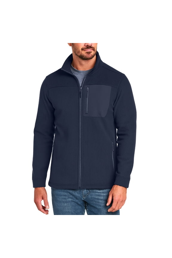 Victory Men's Grid Texture Full Zip Front Outdoor Jacket - Storm - M