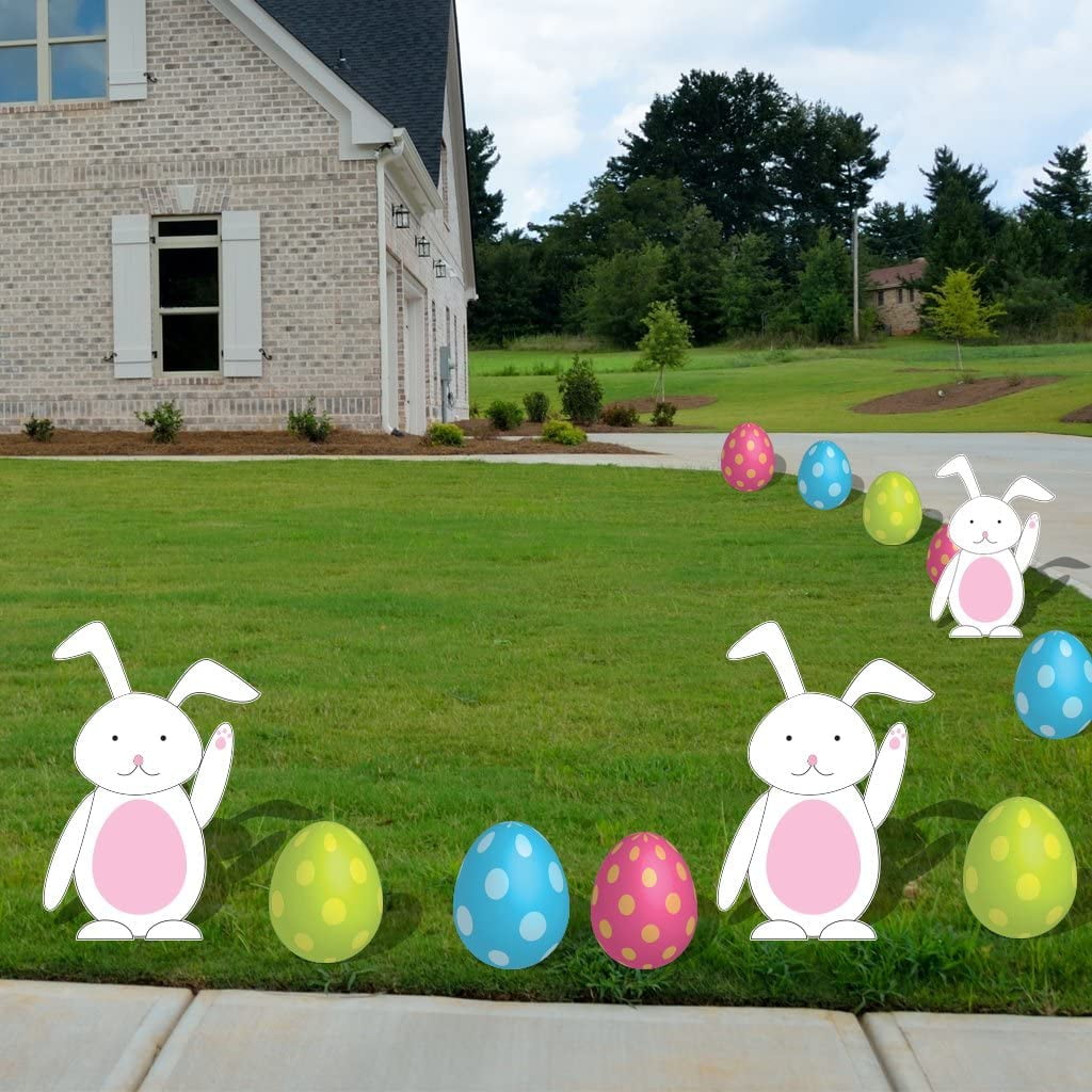 Victory Store Easter Eggs and Bunnies Outdoor Decorations With Stakes 13424