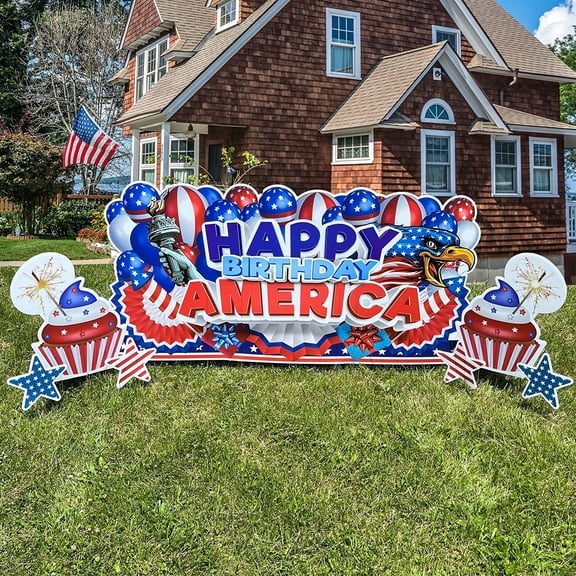Victory Store Happy Birthday America Oversized EZ Yard Sign Outdoor Lawn Decorations