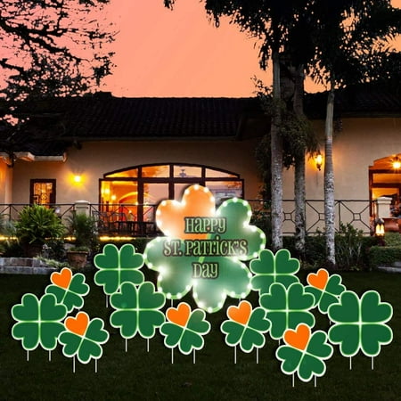 Victory Store Lighted Shamrock St Patricks Day Outdoor Decoration Set 12906