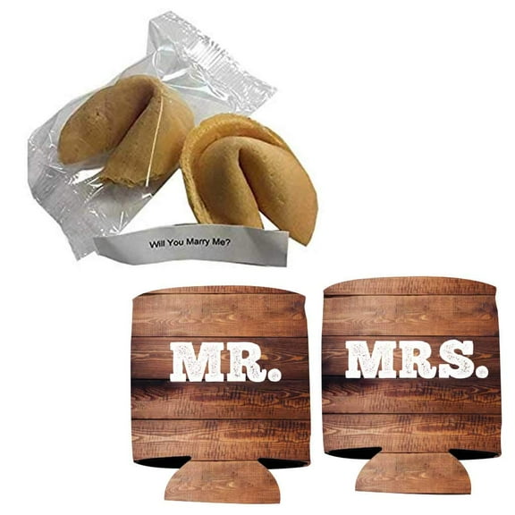 Victory Store Will You Marry Me Cookie with Wood Mr and Mrs Can Coolies