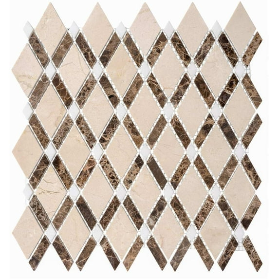 Victory Triumph Brown 2-in. x 3-in. Novelty Marble Diamond Natural Stone Mosaic Wall & Floor Tile
