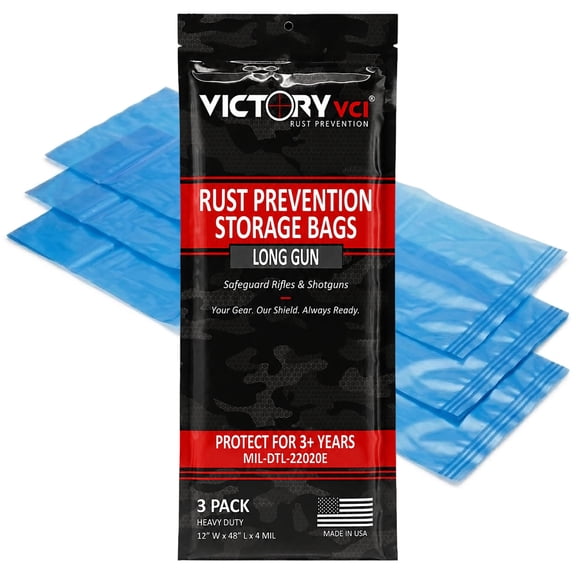Victory VCI Long Gun Rust Prevention Storage Bags, 12" x 48", 3-Pack