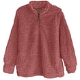 thumbnail image 1 of Victory Women's Fluffy Knit Pullover Quarter Zip Sweater - Coral - 2X, 1 of 2