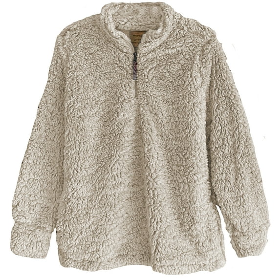 Victory Women's Fluffy Knit Pullover Quarter Zip Sweater - Cream - XL