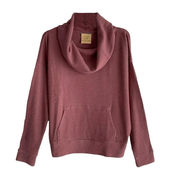 Victory Women's Waffle Knit Cowl Neck Sweater Pullover