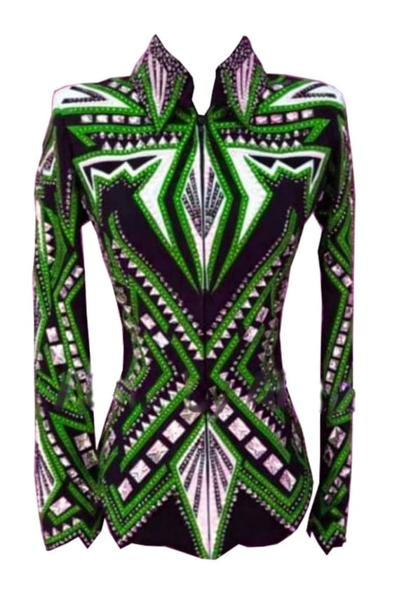 Victory in Green Western Showmanship Jacket for Youth and Equestrian Enthusiasts, Showmanship in Motion Youth Western Show Jacket