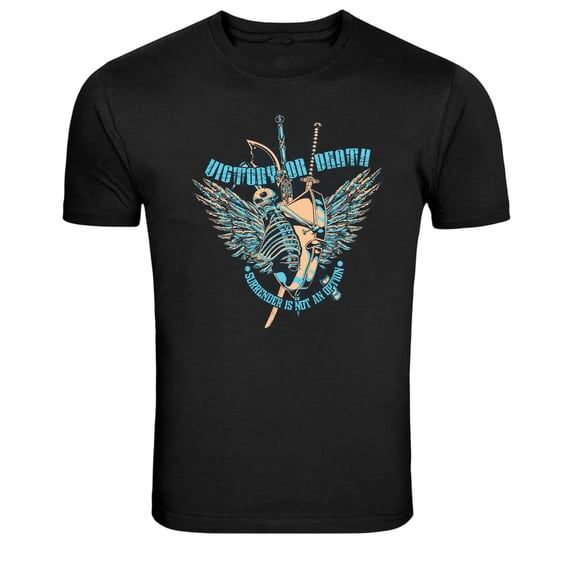 Victory or Death Skeleton Wings Warrior Graphic T-Shirt