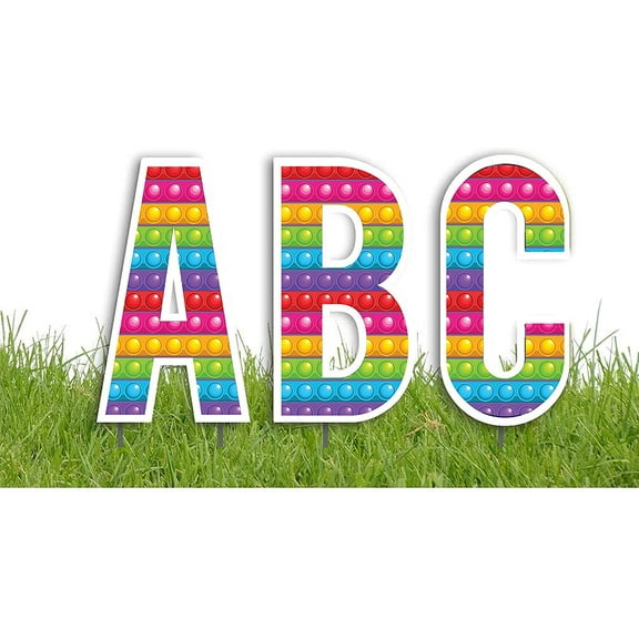 VictoryStore 18in Fidget Push Pop Print Alphabet Yard Letter Sign Set, Sensory Yard Letter Decor, All 26 Letters 19669