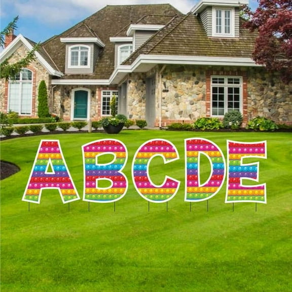VictoryStore 18in KG Fidget Push Pop Print Alphabet Yard Letter Sign Set, Sensory Yard Letter Decor, All 26 Letters 19671