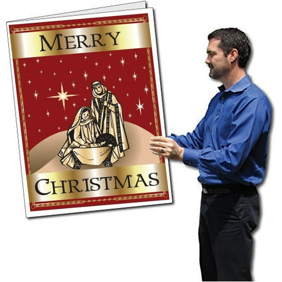 VictoryStore 2 feet x 3 feet Giant Christmas Card (Nativity Merry Christmas), with Envelope