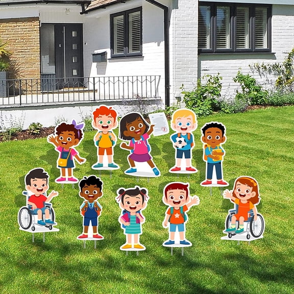VictoryStore 26" Tall Diverse Students Yard Card Filler, 10 Pieces