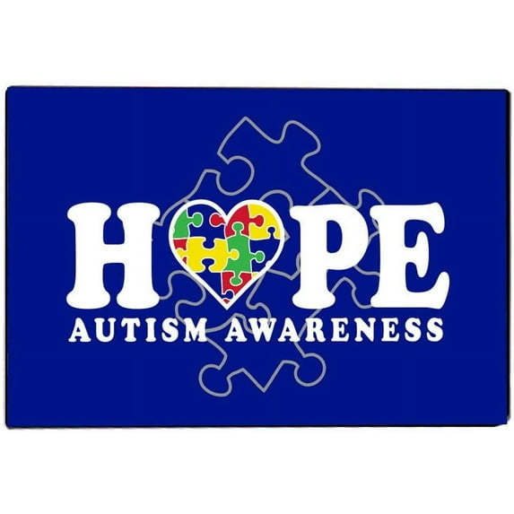 VictoryStore Awareness: Hope, Autism Awareness Doormat 24x36 Inches, Tufted Loop, Durgan Backed